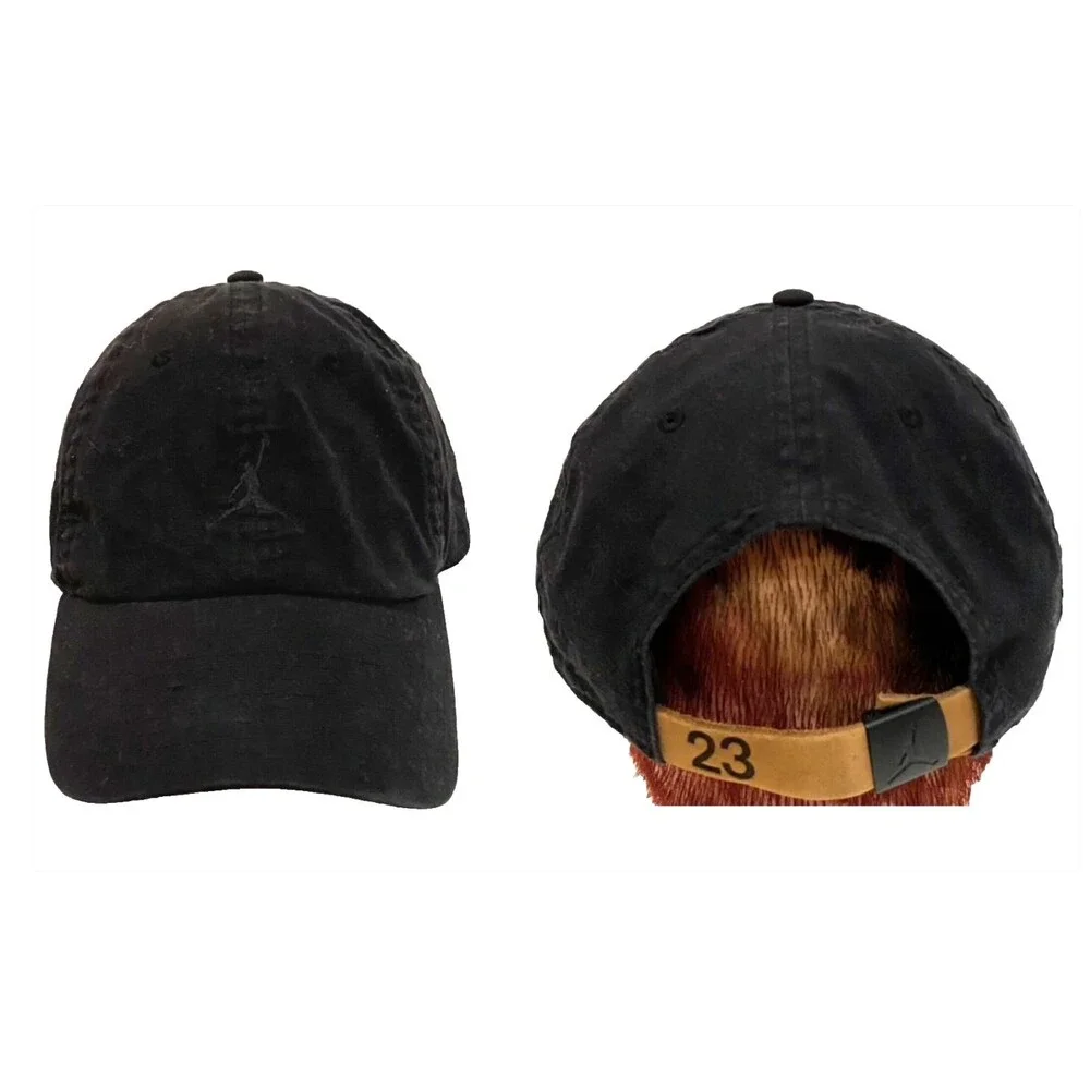 Jordan Jumpman Adjustable Hat Black Embroidered Logo Strapback Baseball Cap